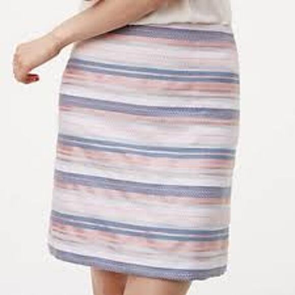 Loft Striped Multi Colored Pastel Shift Pencil Skirt Size 0 - Picture 1 of 7